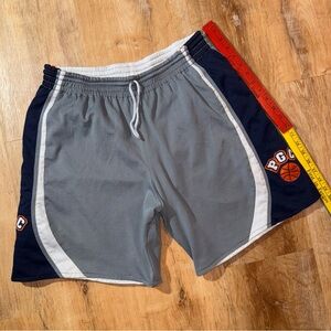 PGC Basketball Patch Reversible 90s Drawstring Shiny Mesh Wide Legged Shorts VTG